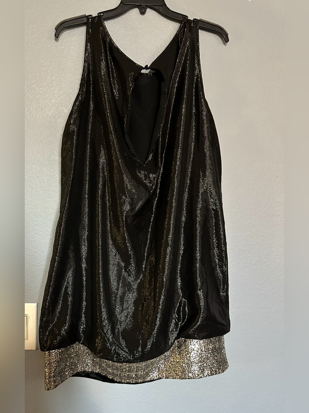 BADGLEY MISCHKA SHEER BUBBLE WITH SILVER HEM COCKTAIL DRESS - Picture 2 of 5